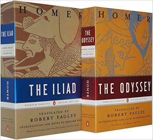 英文原版 The Odyssey/The Iliad by Homer 荷马史诗英文版（奥德赛+伊利亚特）2本一套豪华毛边本 (荷马史诗)