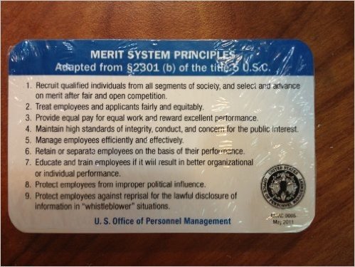 Merit System Principles; And Prohibited Personnel Practices: Package of 25 Wallet Cards