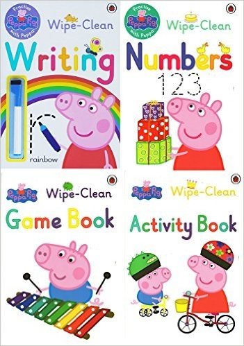英文原版 小猪佩奇 佩佩猪 粉红猪小妹 Peppa Pig Wipe Clean Set英文启蒙书写练习书4册 Peppa Pig: Practise with Peppa: Wipe-Clean Writing/Peppa Pig: Practise with Peppa: Wipe-Clean Numbers/Wipe-Clean Game Book/Peppa Pig: Peppa and George's Wipe-Clean Activity Book 附笔1只 (粉红猪小妹)