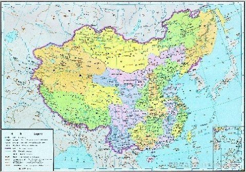 中国地图(比例尺1:6080000)