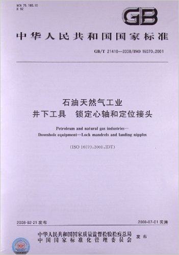 石油天然气工业 井下工具 锁定心轴和定位接头(GB/T 21410-2008)(ISO 16070:2001)