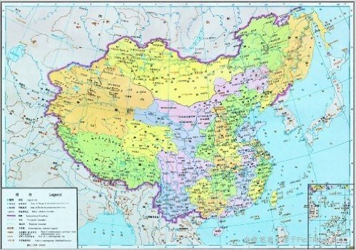 中国地形图(比例尺1:4500000)