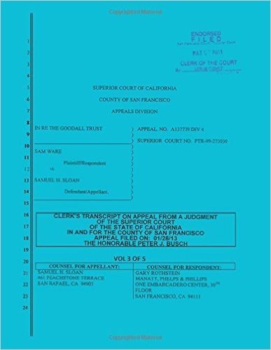 Sloan vs. Ware and Bank of America Clerk's Transcript on Appeal Vol. 3