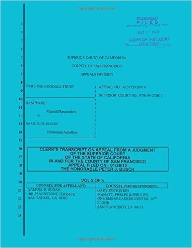 Sloan vs. Ware and Bank of America Clerk's Transcript on Appeal Vol. 5